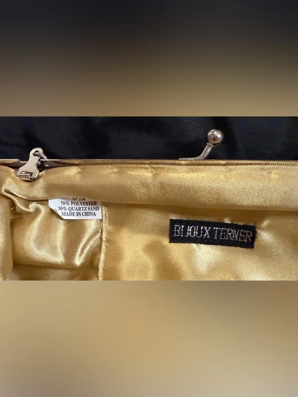 Y2K Deadstock Gold Beaded Evening Clutch Shoulder Bag NWT Bijoux Terner - Picture 8 of 13